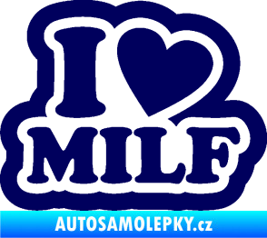 Samolepka I love milf 003 nápis tmavě modrá