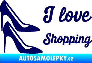 Samolepka I love shopping nápis  tmavě modrá