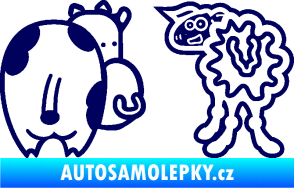 Samolepka JDM kravička a ovečka 001 levá tmavě modrá