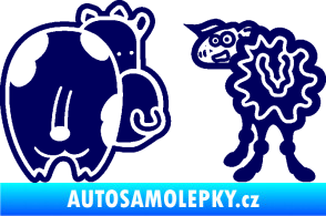 Samolepka JDM kravička a ovečka 002 levá tmavě modrá