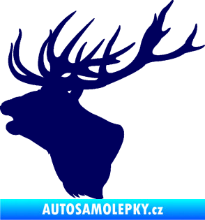 Samolepka Jelen 001 levá silueta hlavy tmavě modrá