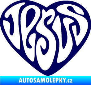 Samolepka Jesus nápis v srdíčku tmavě modrá