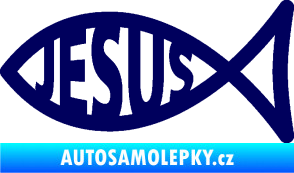 Samolepka Jesus rybička 003 křesťanský symbol tmavě modrá
