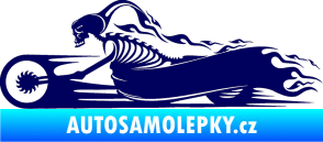 Samolepka Kostra na motorce s plameny levá tmavě modrá