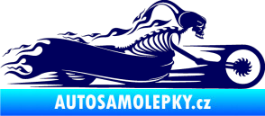 Samolepka Kostra na motorce s plameny pravá tmavě modrá