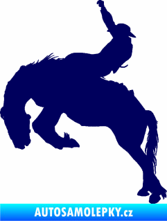 Samolepka Kovboj 001 levá rodeo na koni tmavě modrá