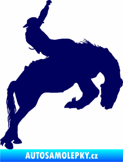 Samolepka Kovboj 001 pravá rodeo na koni tmavě modrá