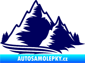 Samolepka Krajina hory 003 pravá tmavě modrá