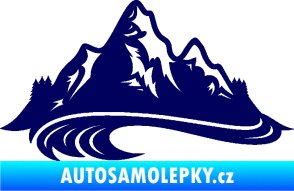 Samolepka Krajina hory 008 levá tmavě modrá
