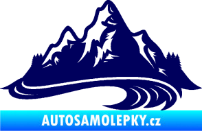 Samolepka Krajina hory 008 pravá tmavě modrá