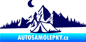 Samolepka Krajina hory 023 levá kempování tmavě modrá