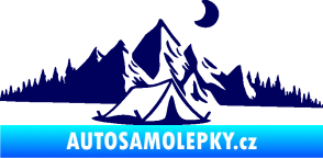 Samolepka Krajina hory 023 pravá kempování tmavě modrá