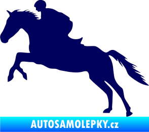 Samolepka Kůň 019 levá jezdec v sedle tmavě modrá