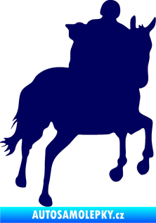 Samolepka Kůň 021 pravá s jezdcem tmavě modrá
