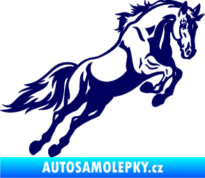 Samolepka Kůň 050 pravá ve skoku tmavě modrá