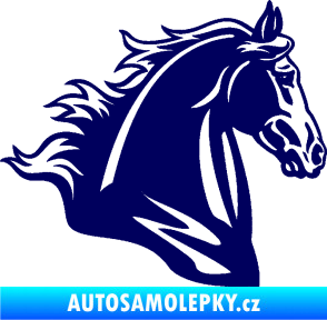 Samolepka Kůň 058 pravá hlava s hřívou tmavě modrá