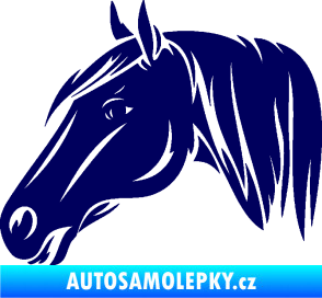 Samolepka Kůň 065 levá hlava s hřívou tmavě modrá