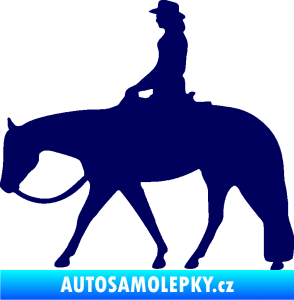 Samolepka Kůň 082 levá kovbojka na koni tmavě modrá