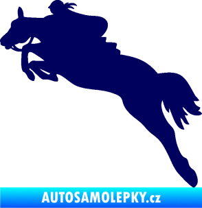 Samolepka Kůň 084 levá s jezdkyní tmavě modrá