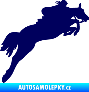 Samolepka Kůň 084 pravá s jezdkyní tmavě modrá