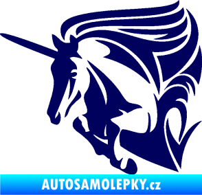 Samolepka Kůň jednorožec 001 levá tmavě modrá