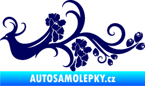 Samolepka Květina dekor 014 levá páv tmavě modrá
