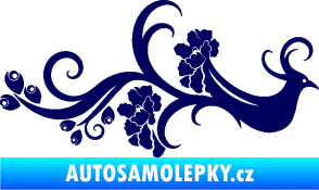Samolepka Květina dekor 014 pravá páv tmavě modrá