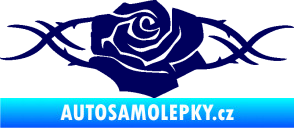 Samolepka Květina dekor 020 levá růže s trny tmavě modrá