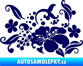 Samolepka Květina dekor 024 levá tmavě modrá