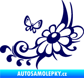 Samolepka Květina dekor 029 levá tmavě modrá