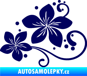 Samolepka Květina dekor 035 levá tmavě modrá