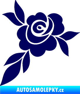 Samolepka Květina dekor 043 levá  květ růže s listy tmavě modrá