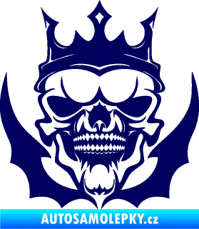 Samolepka Lebka 024 s korunou tmavě modrá