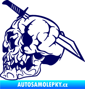 Samolepka Lebka 031 levá probodnutá nožem tmavě modrá