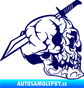 Samolepka Lebka 031 pravá probodnutá nožem tmavě modrá