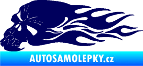 Samolepka Lebka 050 levá v plamenech tmavě modrá