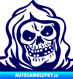 Samolepka Lebka 057 pravá v kápi tmavě modrá