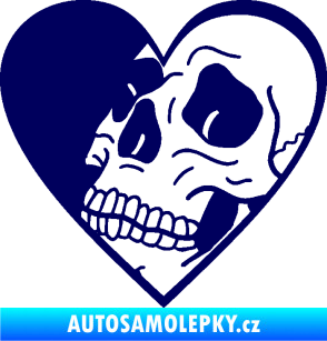 Samolepka Lebka 062 levá v srdíčku tmavě modrá