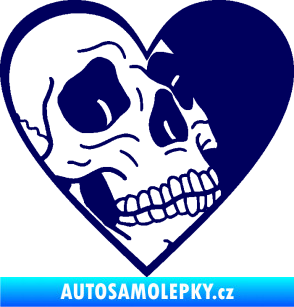 Samolepka Lebka 062 pravá v srdíčku tmavě modrá