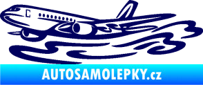 Samolepka Letadlo 026 levá v oblacích tmavě modrá