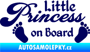 Samolepka Little princess on board 002 nápis s nožičkami tmavě modrá