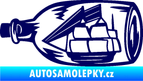 Samolepka Loď v láhvi 001 levá tmavě modrá