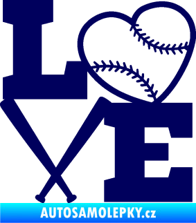 Samolepka Love baseball tmavě modrá
