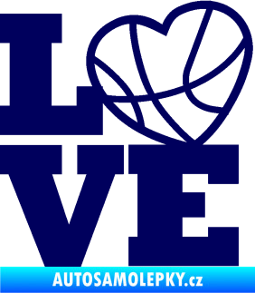 Samolepka Love basketbal tmavě modrá