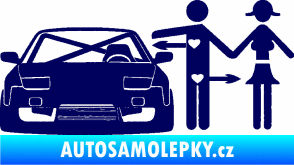 Samolepka Love car like sex levá tmavě modrá
