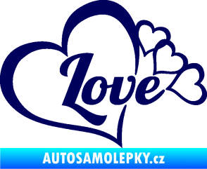 Samolepka Love nápis se srdíčky tmavě modrá