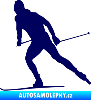 Samolepka Lyžař 006 levá běžky tmavě modrá