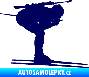 Samolepka Lyžař 028 pravá - biatlon tmavě modrá