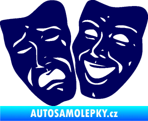 Samolepka Masky tváře 001 levá veselý a smutný tmavě modrá