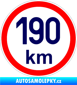 Samolepka Maximální rychlost 190km - nejvyšší konstrukční rychlost tmavě modrá